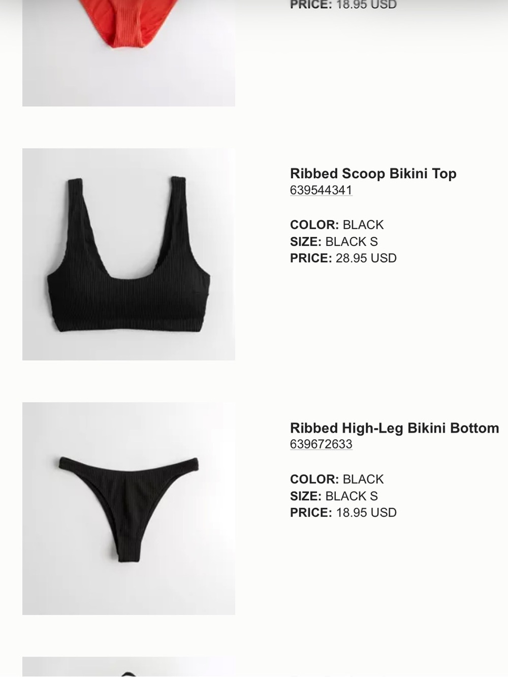 Hollister Black Bikini Size Small